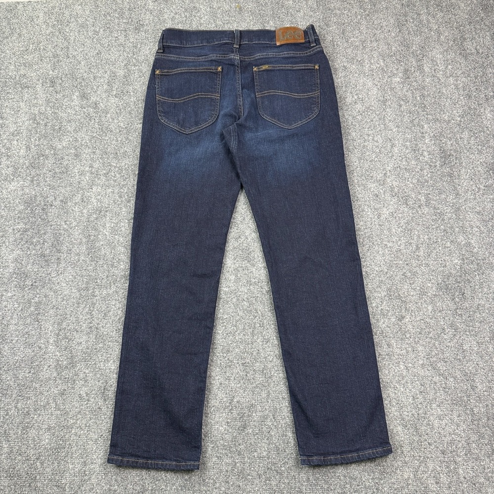 Lee Mens Slim Straight Denim Jeans Size 32x30 Comfort Stretch Blue Gusseted - Picture 2 of 12